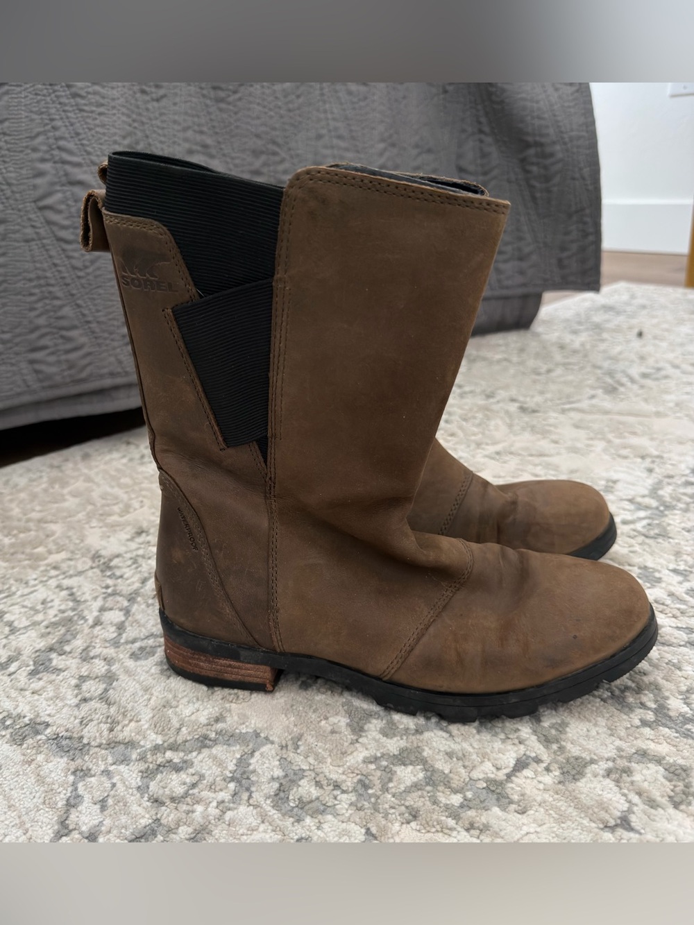 Sorel Emelie Brown Leather Pull-On Boots Leather Size 7 Women’s